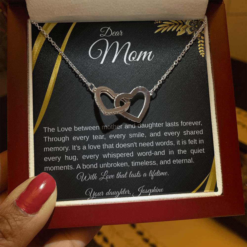 Forever Connected  Mother Daughter Interlocking Hearts Necklace