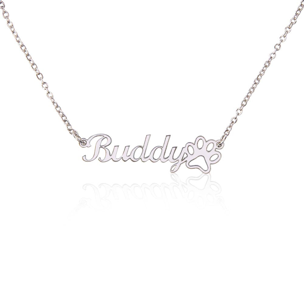 Classic Paw Print Name Necklace - Buddy