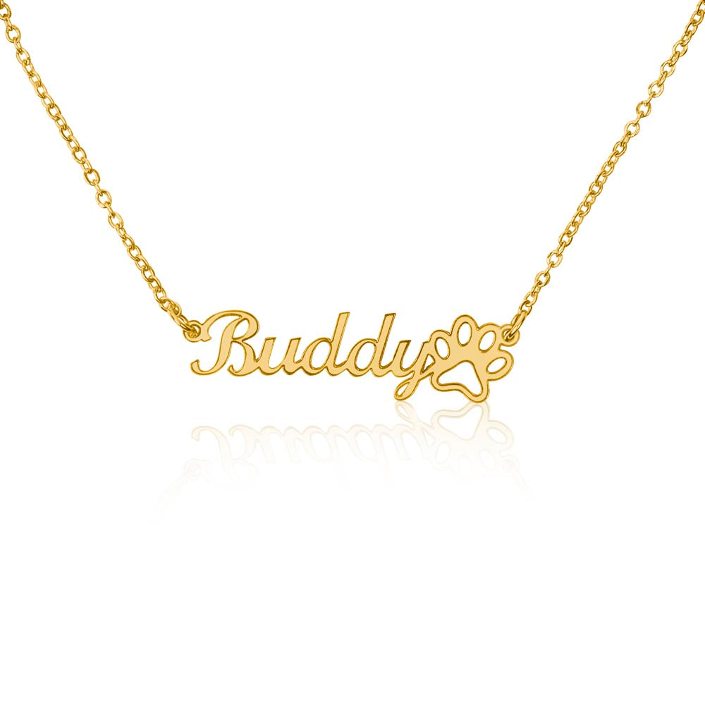 Classic Paw Print Name Necklace - Buddy