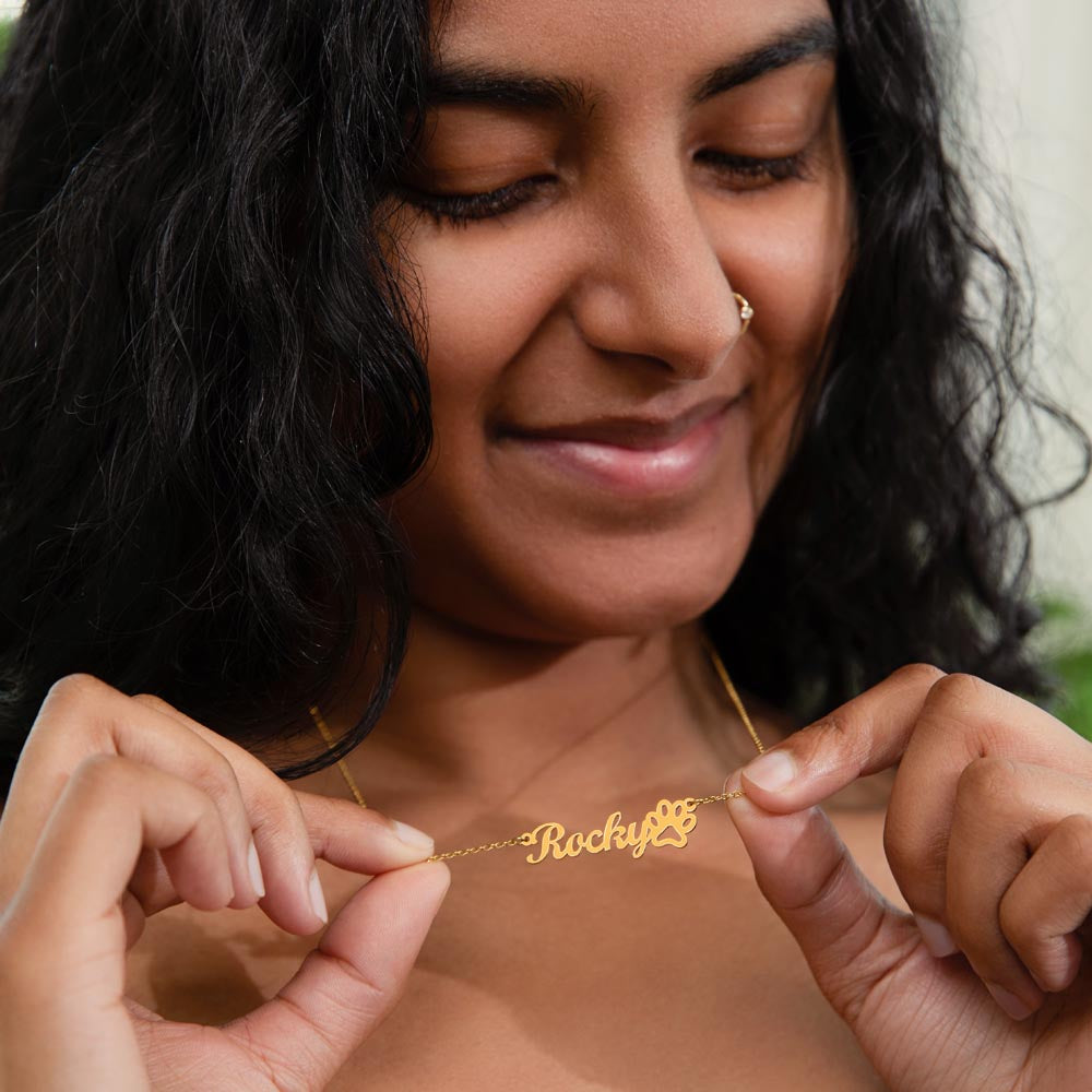 Classic Paw Print Name Necklace - Buddy