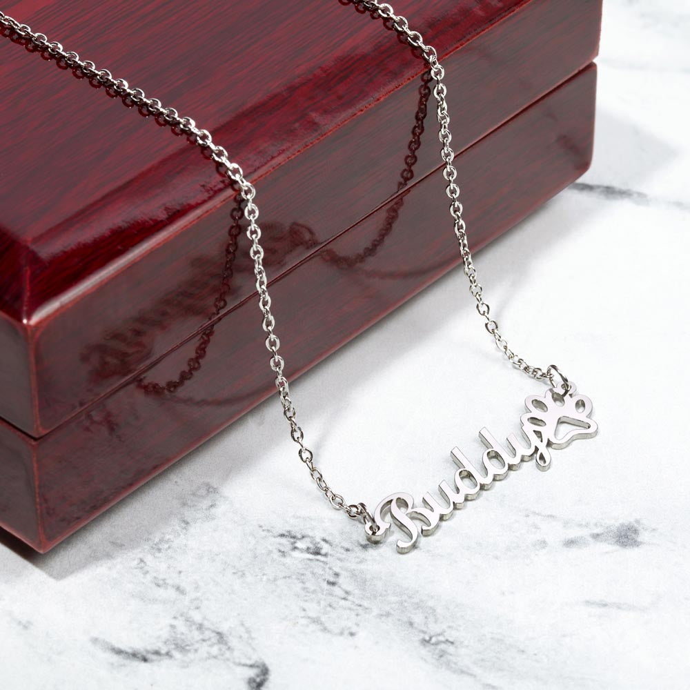 Classic Paw Print Name Necklace - Buddy