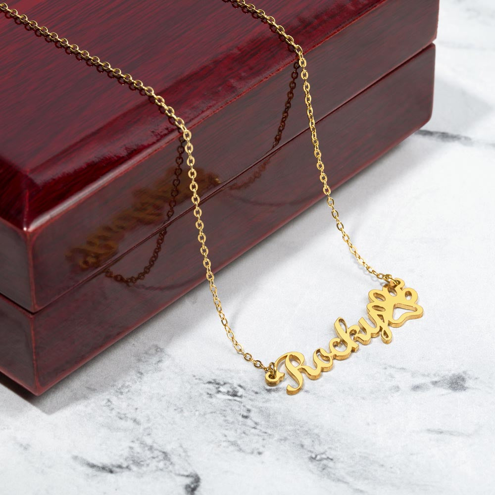 Classic Paw Print Name Necklace - Buddy