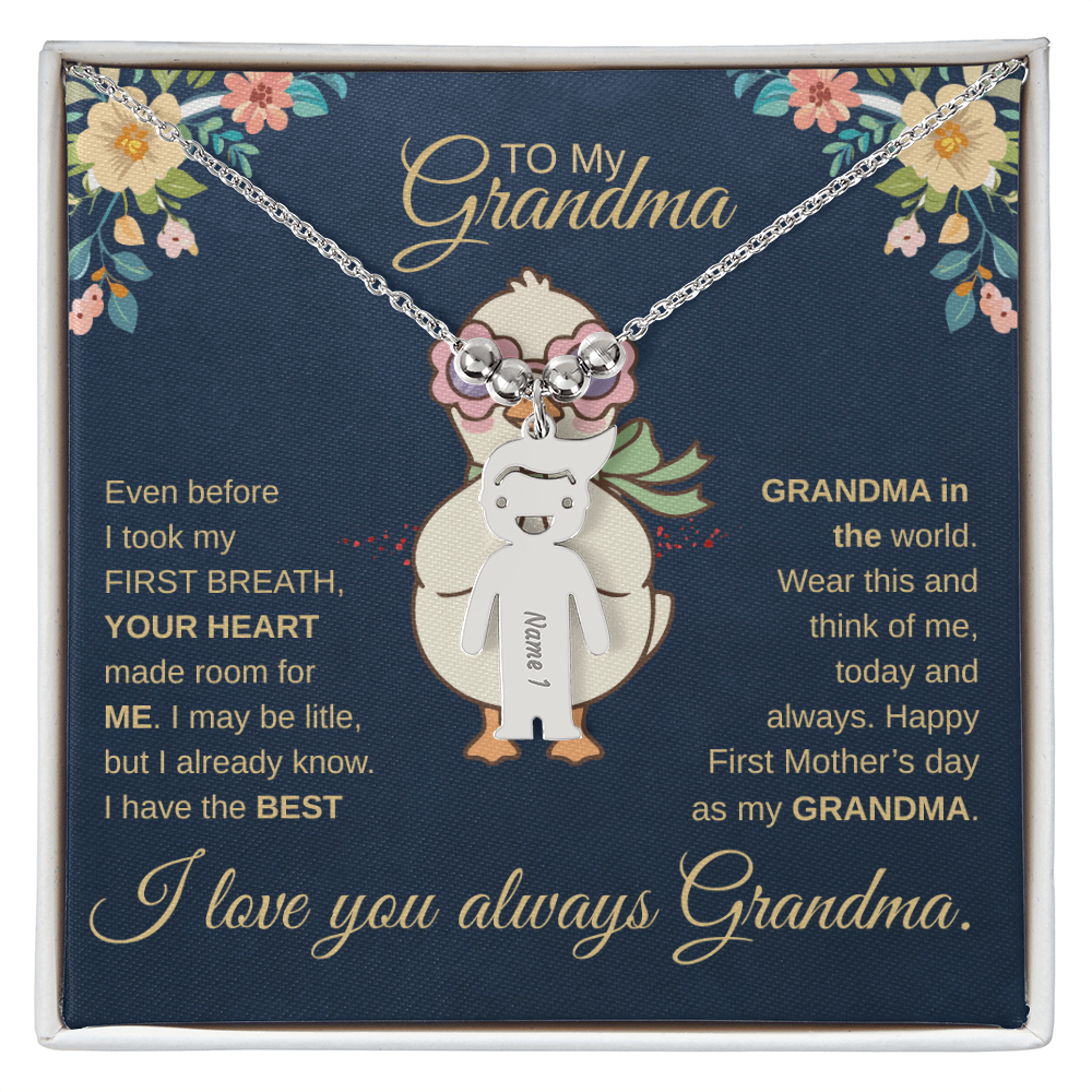 First-Time Grandma, Heartfelt Mother's Day - Engraved Kid Necklace