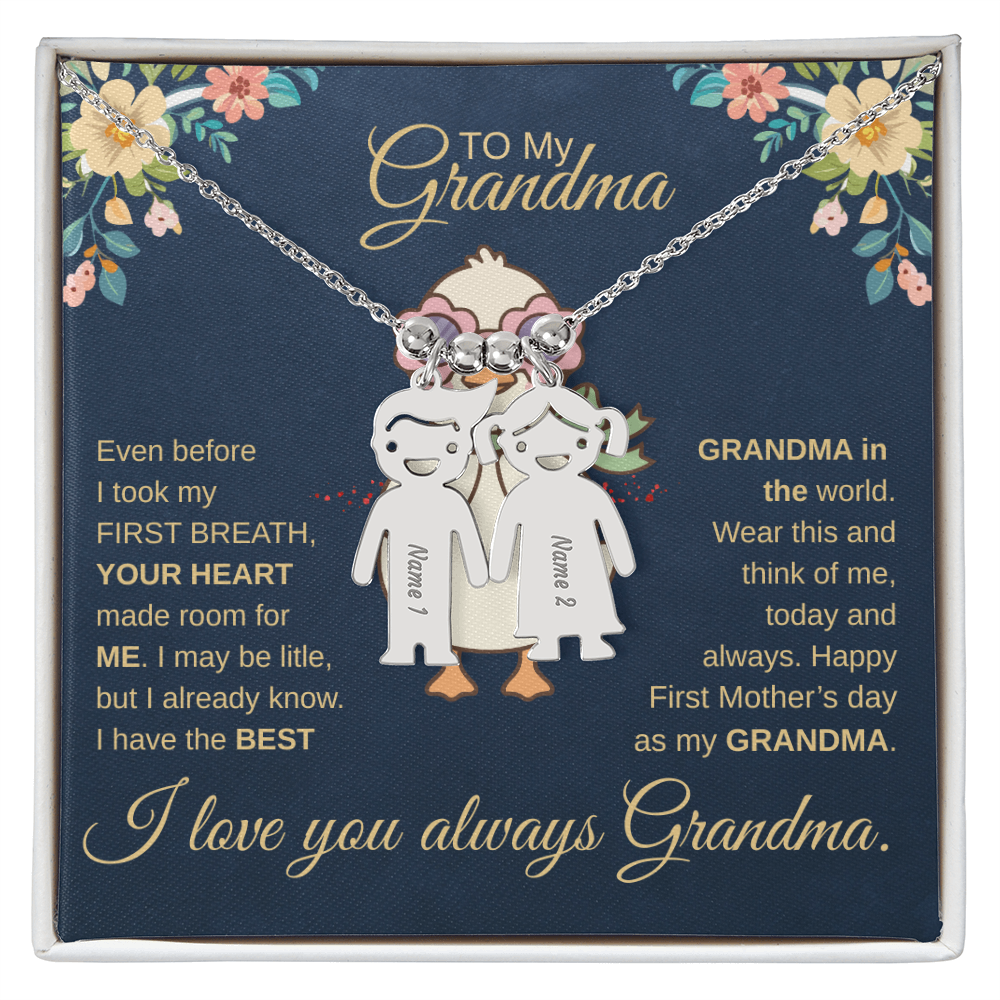 First-Time Grandma, Heartfelt Mother's Day - Engraved Kid Necklace