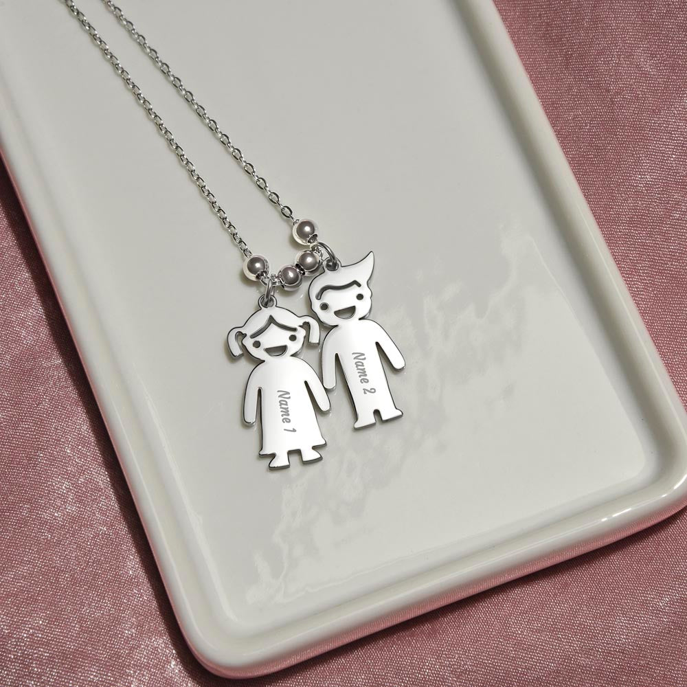 First-Time Grandma, Heartfelt Mother's Day - Engraved Kid Necklace