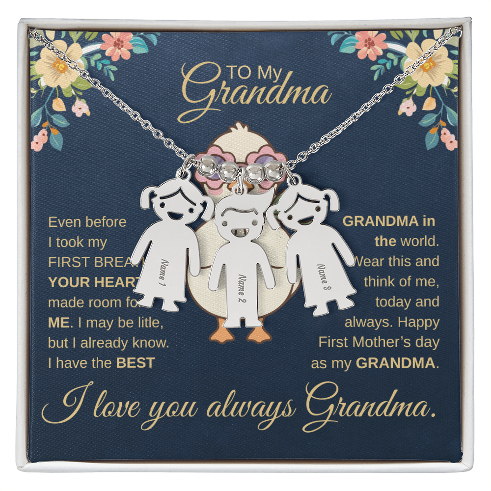 First-Time Grandma, Heartfelt Mother's Day - Engraved Kid Necklace