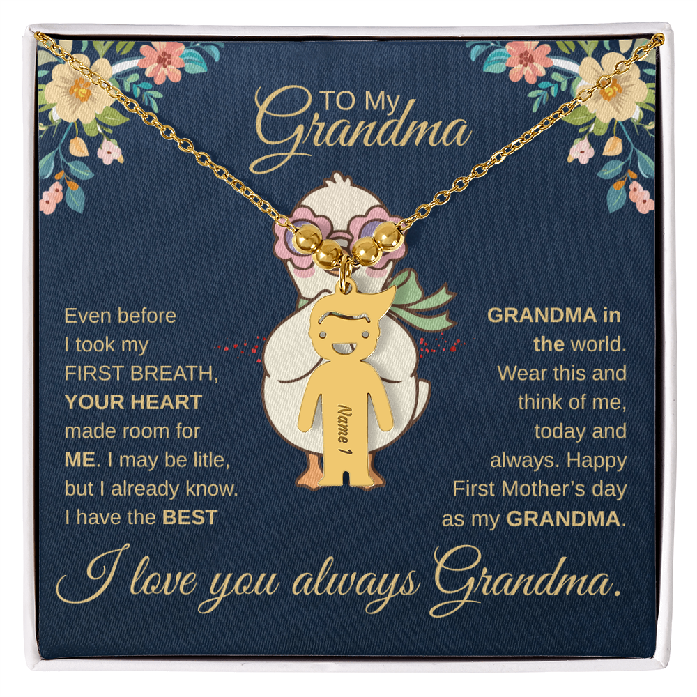 First-Time Grandma, Heartfelt Mother's Day - Engraved Kid Necklace