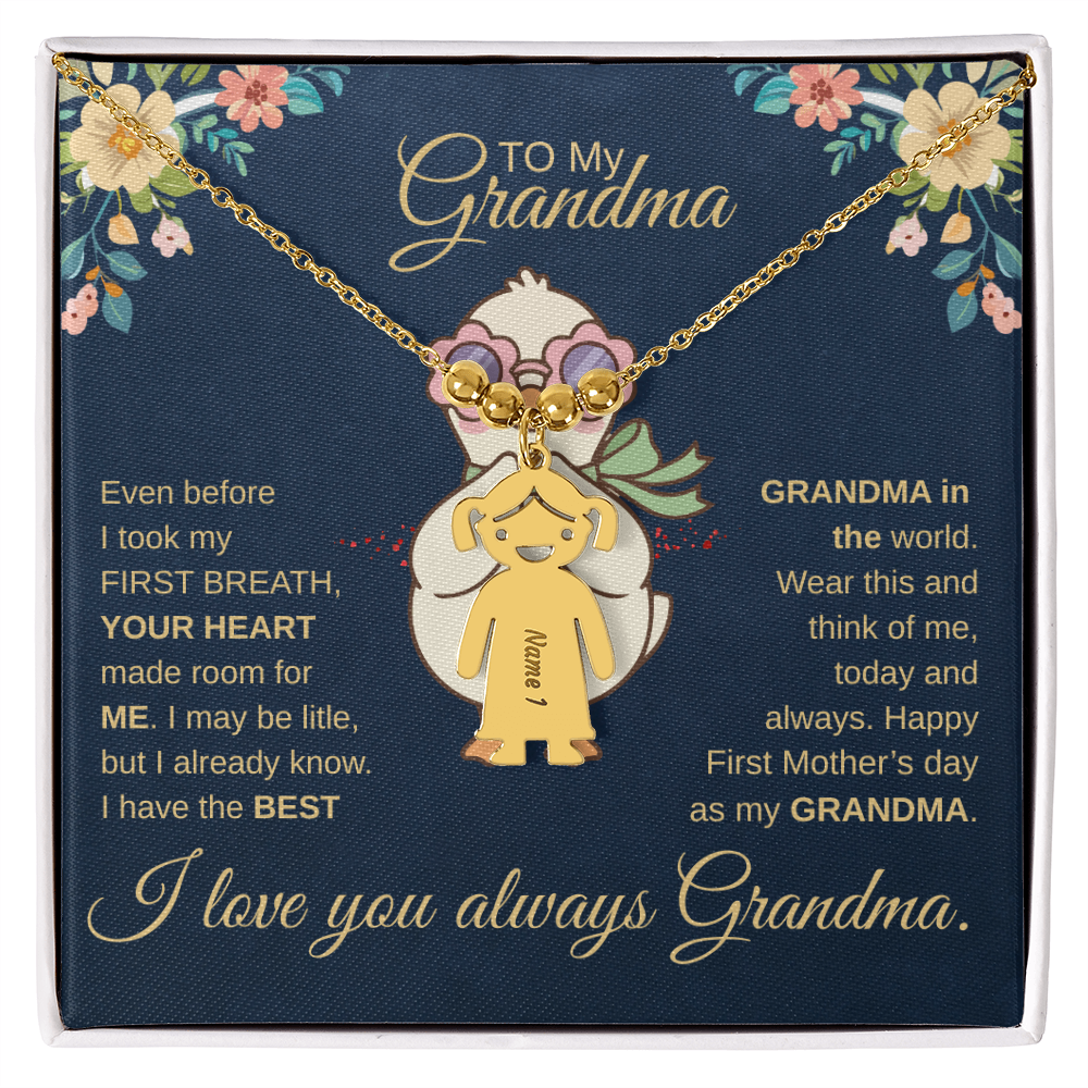 First-Time Grandma, Heartfelt Mother's Day - Engraved Kid Necklace