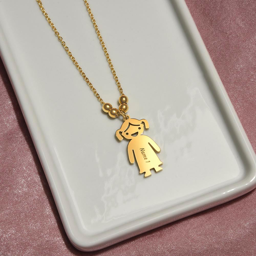 First-Time Grandma, Heartfelt Mother's Day - Engraved Kid Necklace