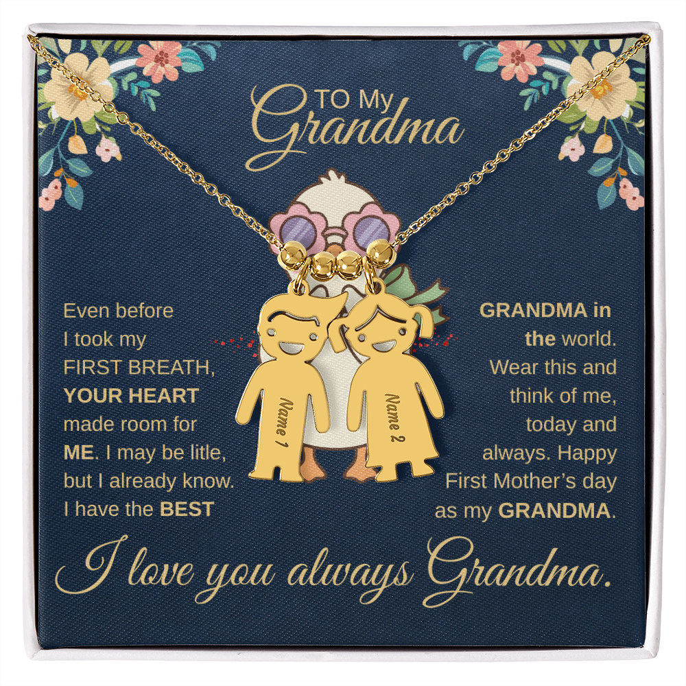 First-Time Grandma, Heartfelt Mother's Day - Engraved Kid Necklace