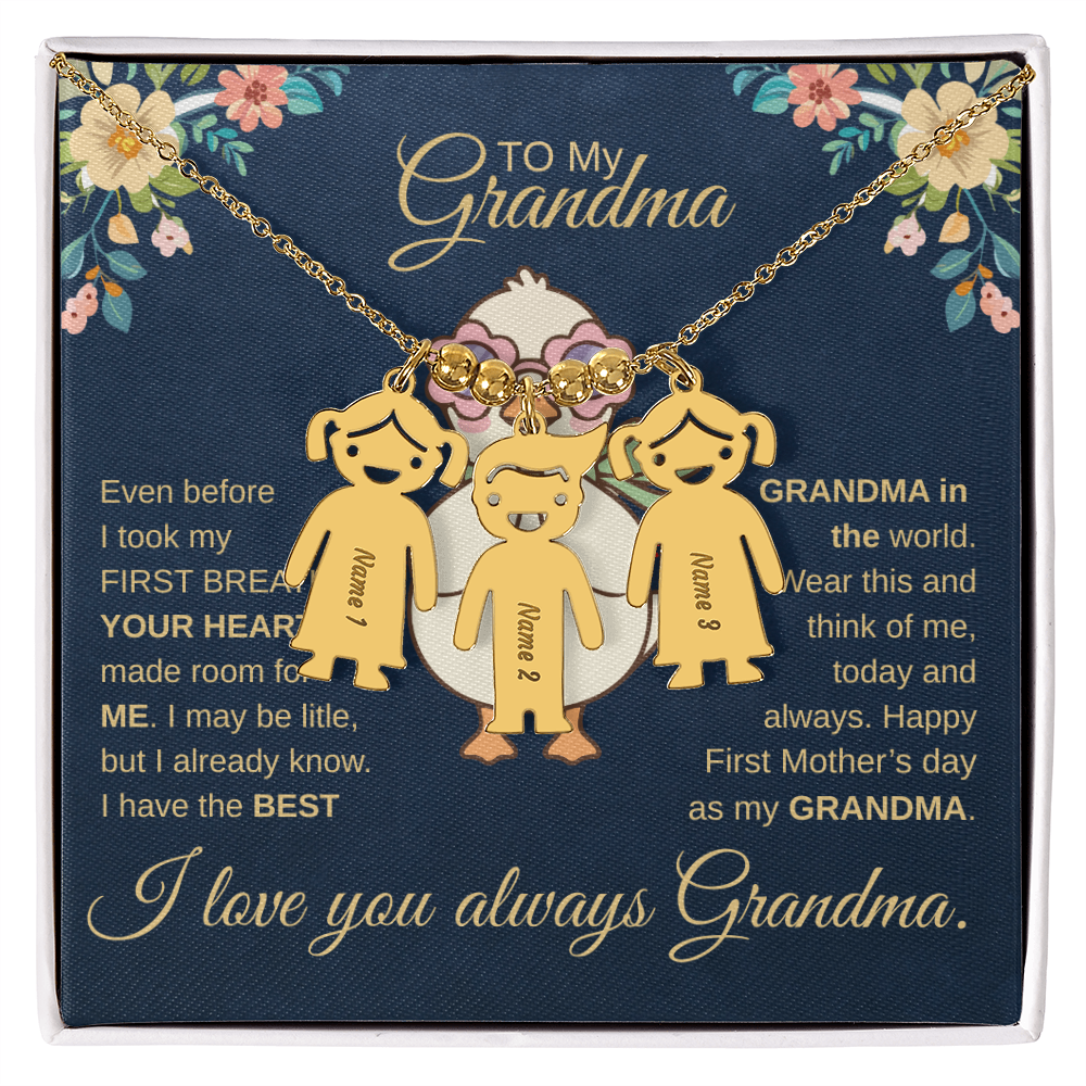 First-Time Grandma, Heartfelt Mother's Day - Engraved Kid Necklace