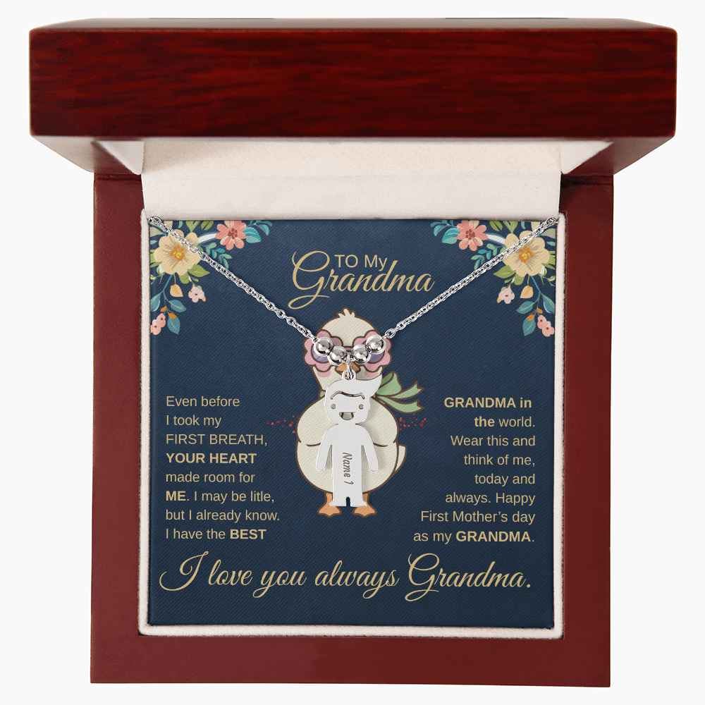 First-Time Grandma, Heartfelt Mother's Day - Engraved Kid Necklace