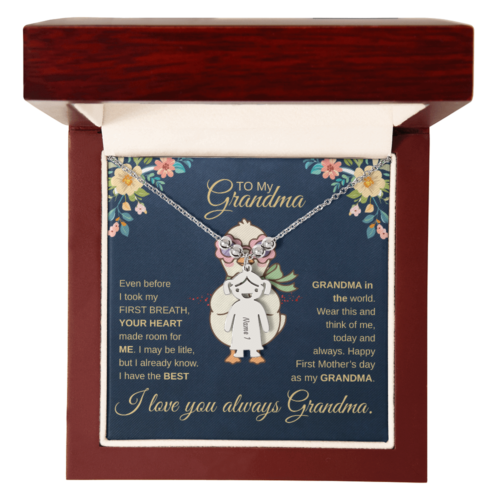 First-Time Grandma, Heartfelt Mother's Day - Engraved Kid Necklace