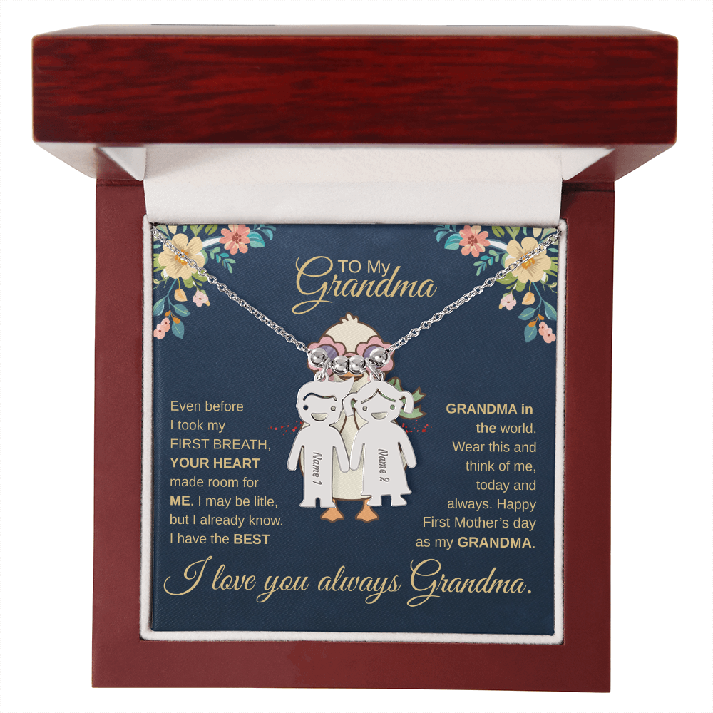 First-Time Grandma, Heartfelt Mother's Day - Engraved Kid Necklace