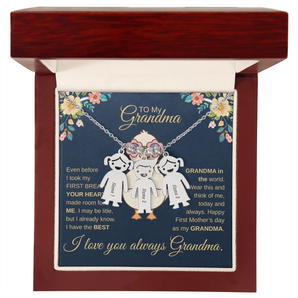 First-Time Grandma, Heartfelt Mother's Day - Engraved Kid Necklace