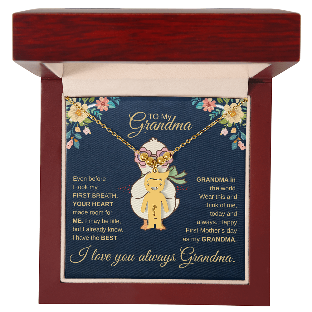 First-Time Grandma, Heartfelt Mother's Day - Engraved Kid Necklace