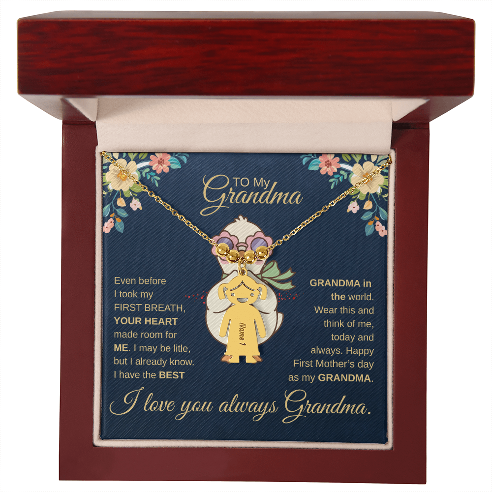 First-Time Grandma, Heartfelt Mother's Day - Engraved Kid Necklace