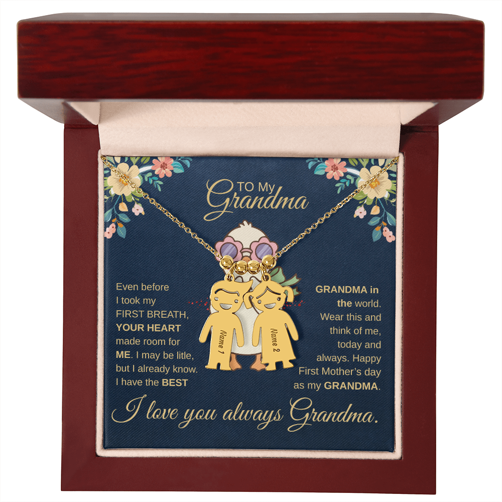 First-Time Grandma, Heartfelt Mother's Day - Engraved Kid Necklace