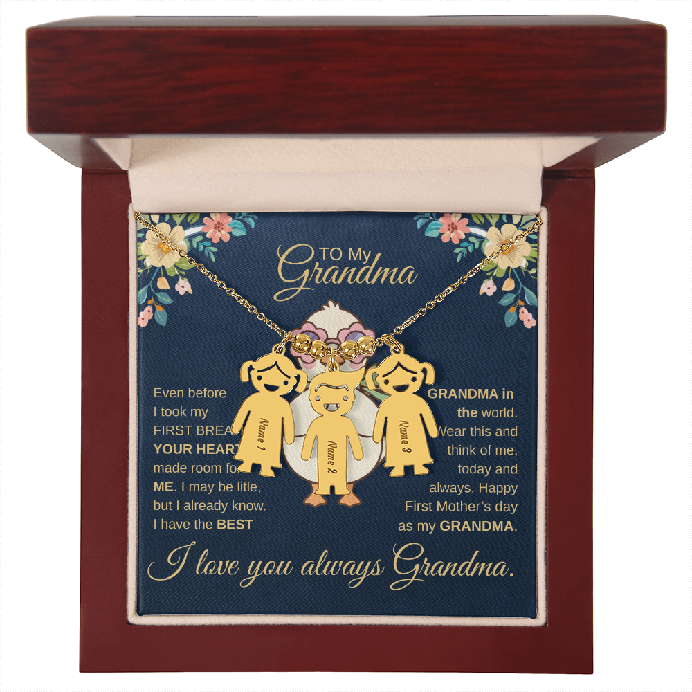 First-Time Grandma, Heartfelt Mother's Day - Engraved Kid Necklace
