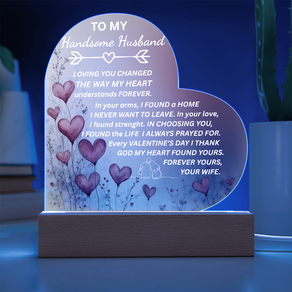 To My Husband-Acrylic Heart & Sweetest Devotion Flower Bouquet-Forever Yours
