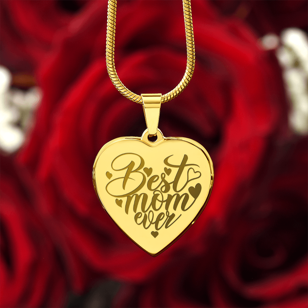 Engraved Heart Necklace for the Best Mom Ever