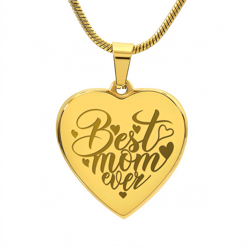 Engraved Heart Necklace for the Best Mom Ever