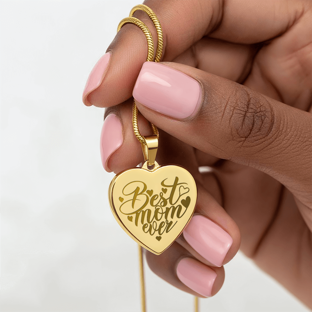 Engraved Heart Necklace for the Best Mom Ever