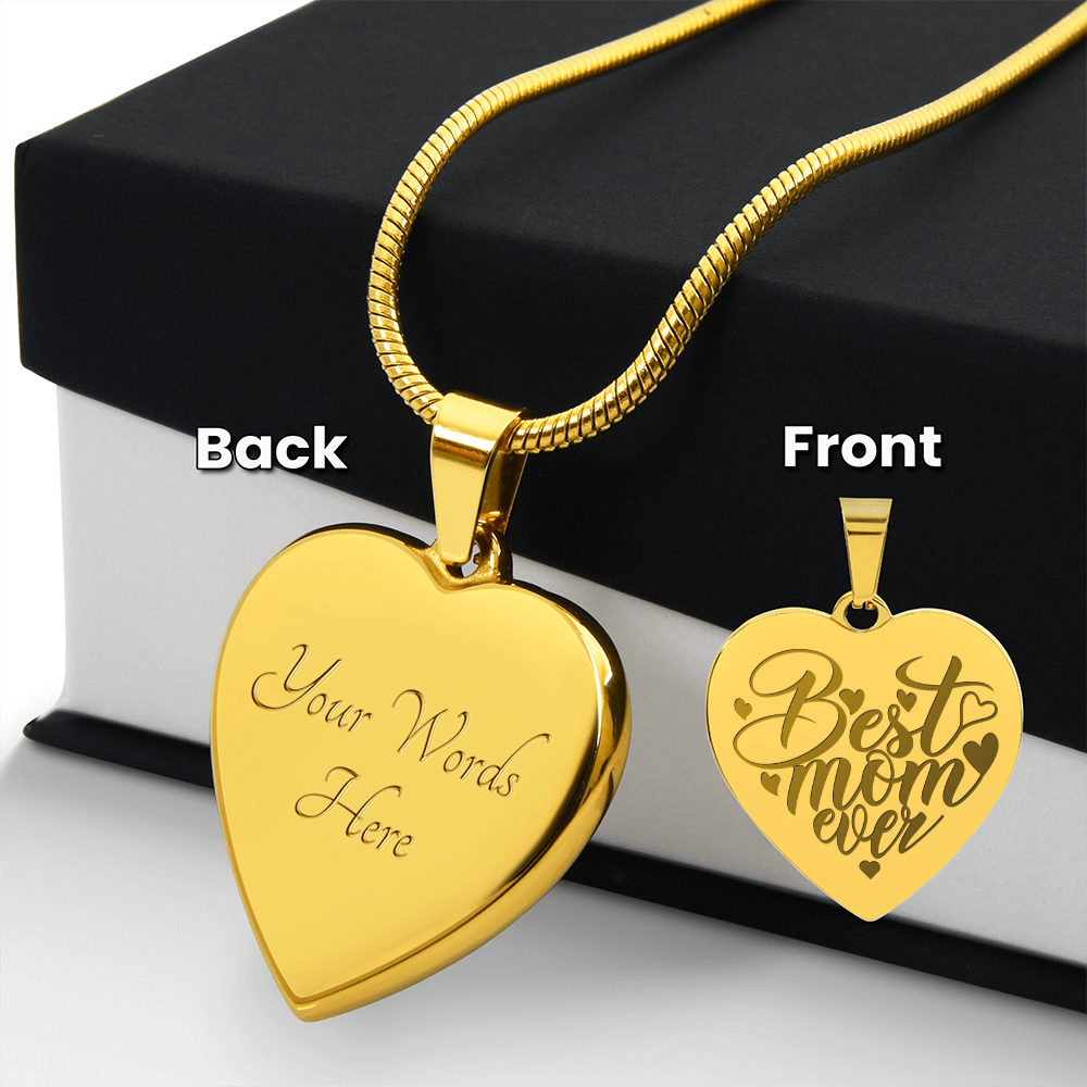 Engraved Heart Necklace for the Best Mom Ever