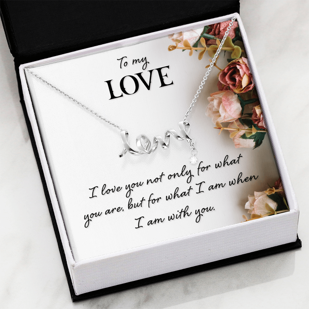 To My Love-Scripted Love Necklace with POD Message Card- True Love