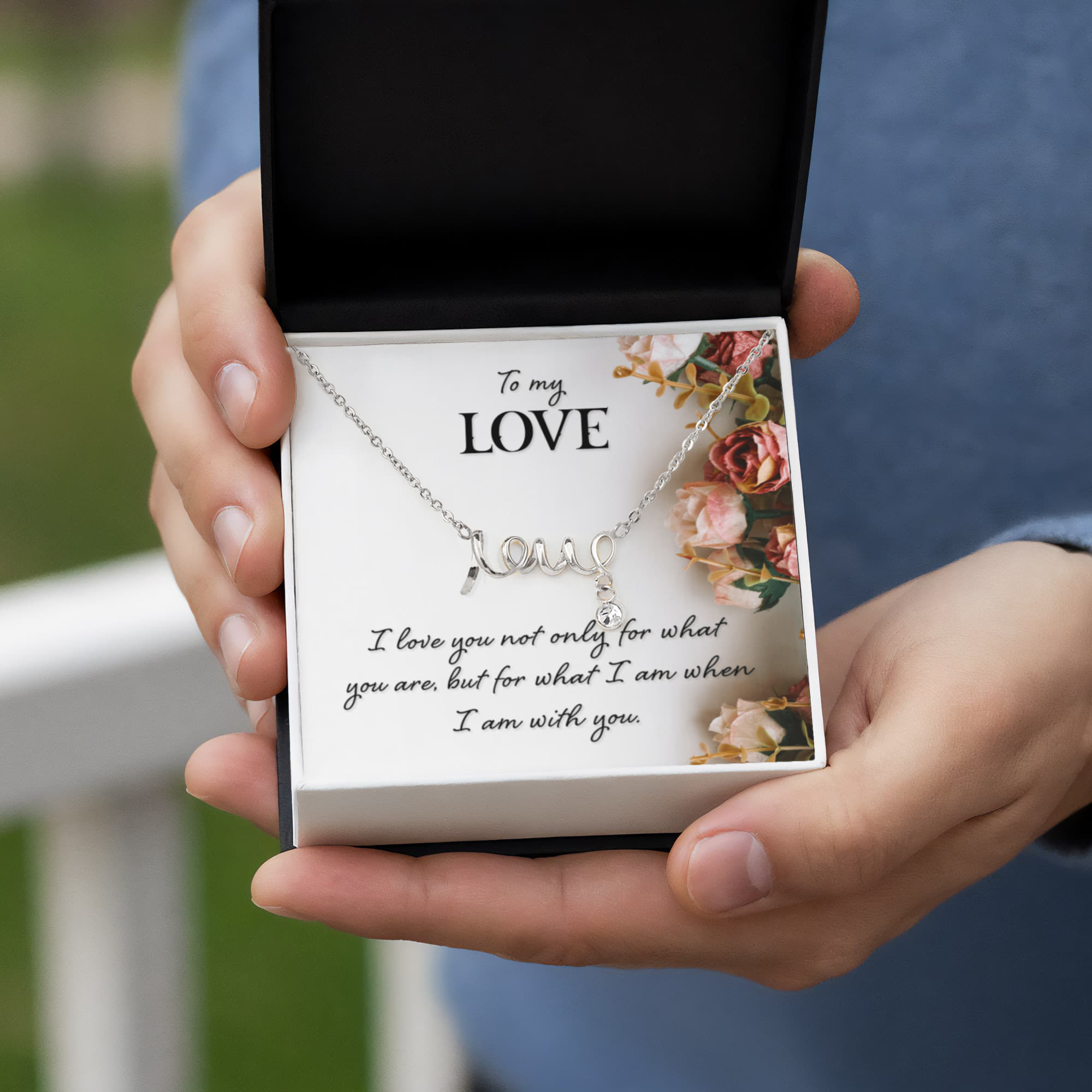 To My Love-Scripted Love Necklace with POD Message Card- True Love