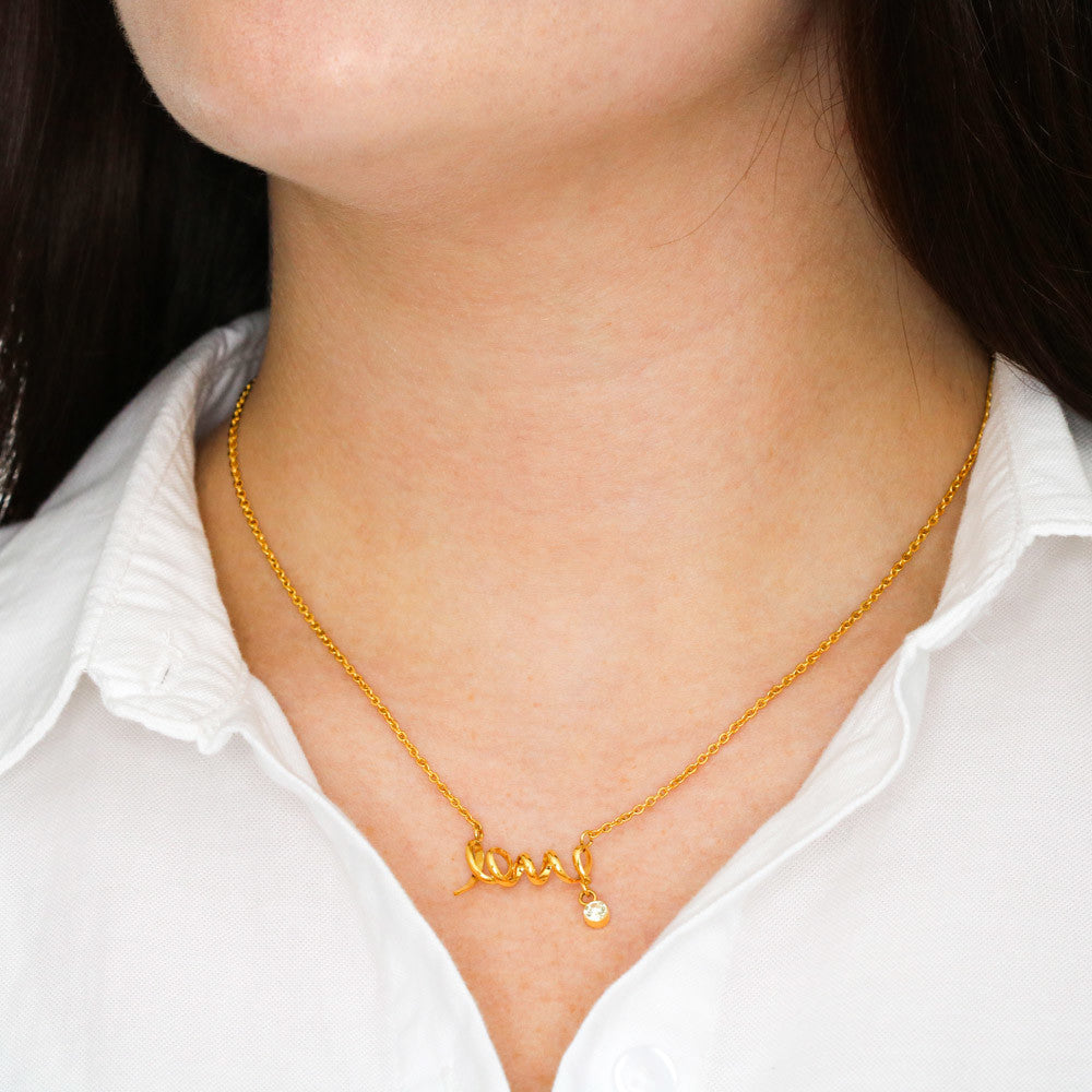 To My Love-Scripted Love Necklace with POD Message Card- True Love