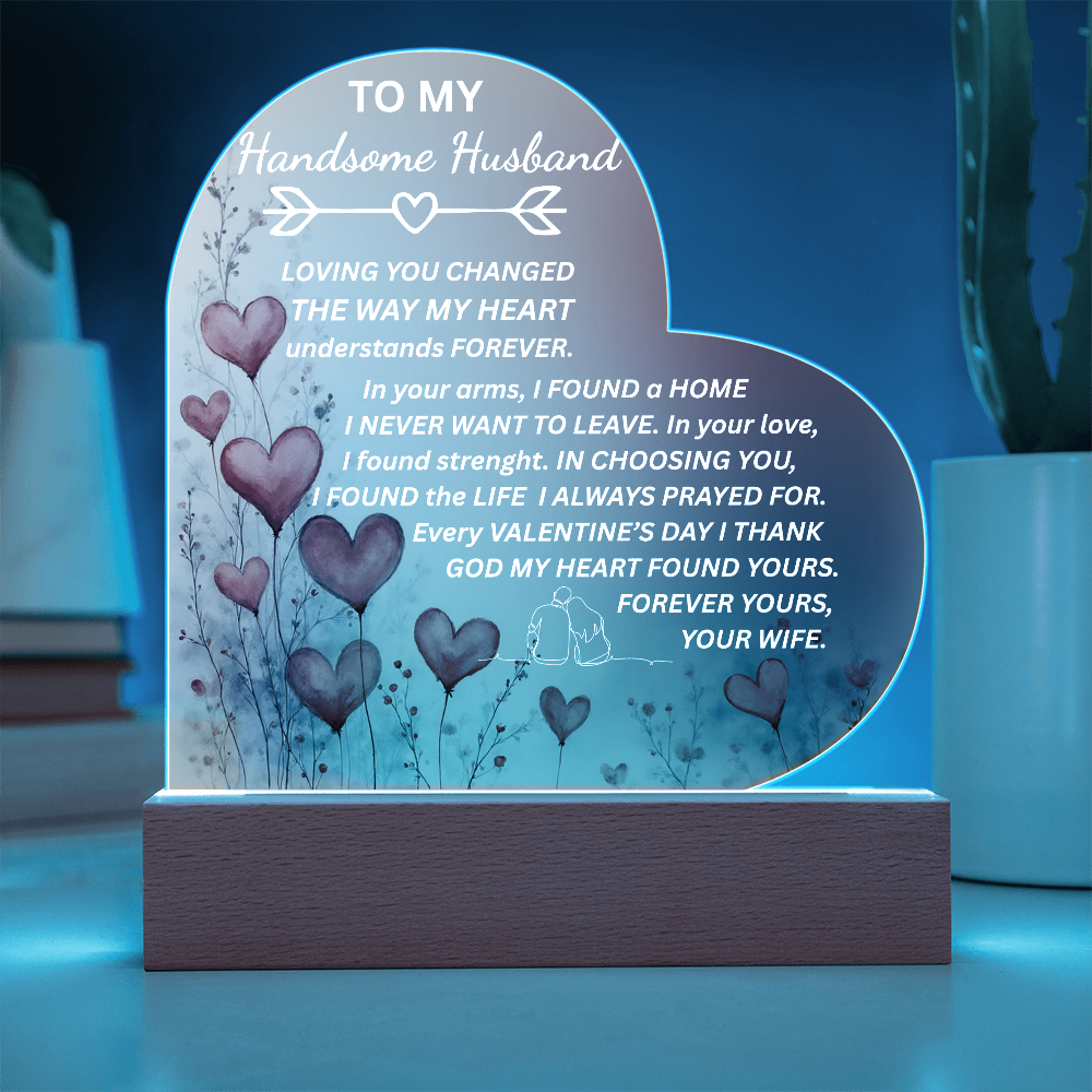 To My Husband-Acrylic Heart & Sweetest Devotion Flower Bouquet-Forever Yours