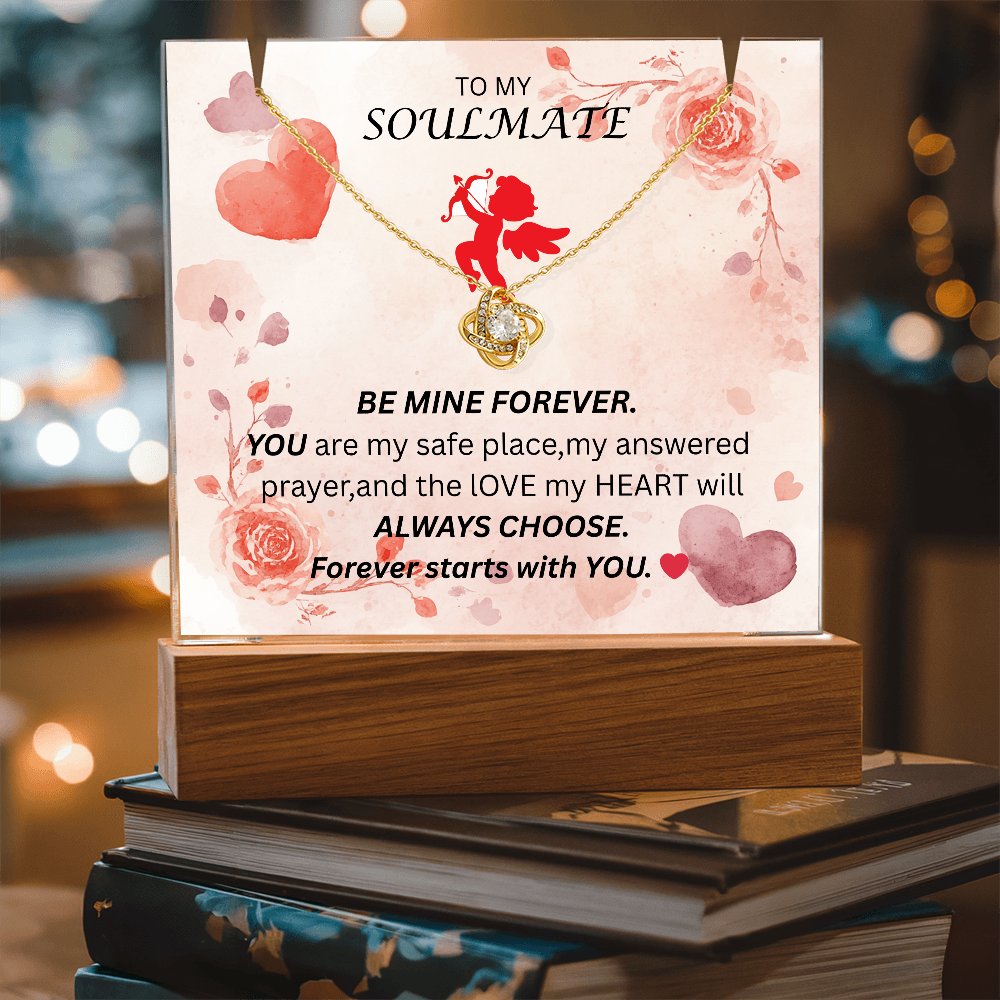 To My Soulmate-Keepsake Acrylic & Love Knot Necklace-Be Mine Forever