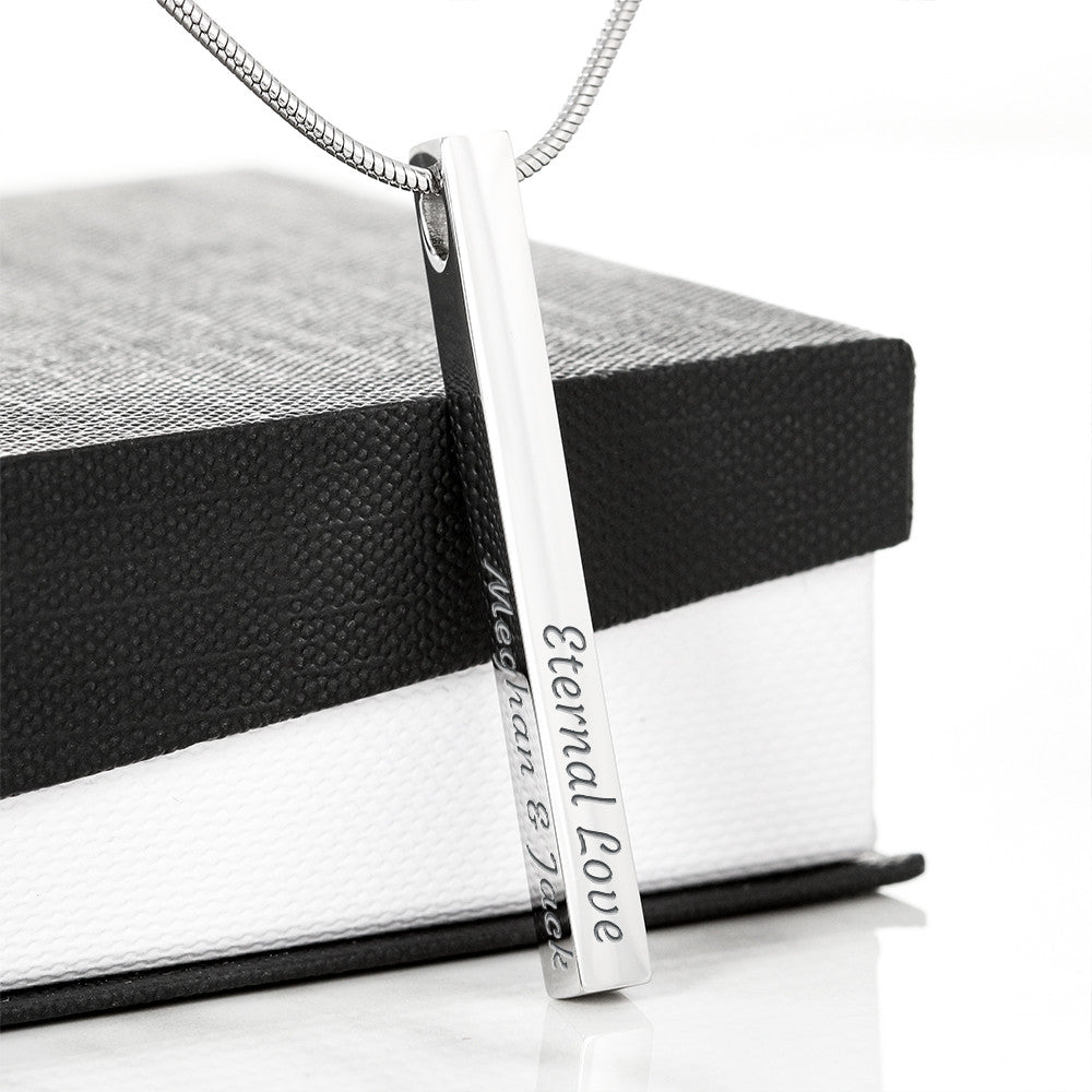 Graduation Pride Engraved 4-sided  Stick Bar Necklace