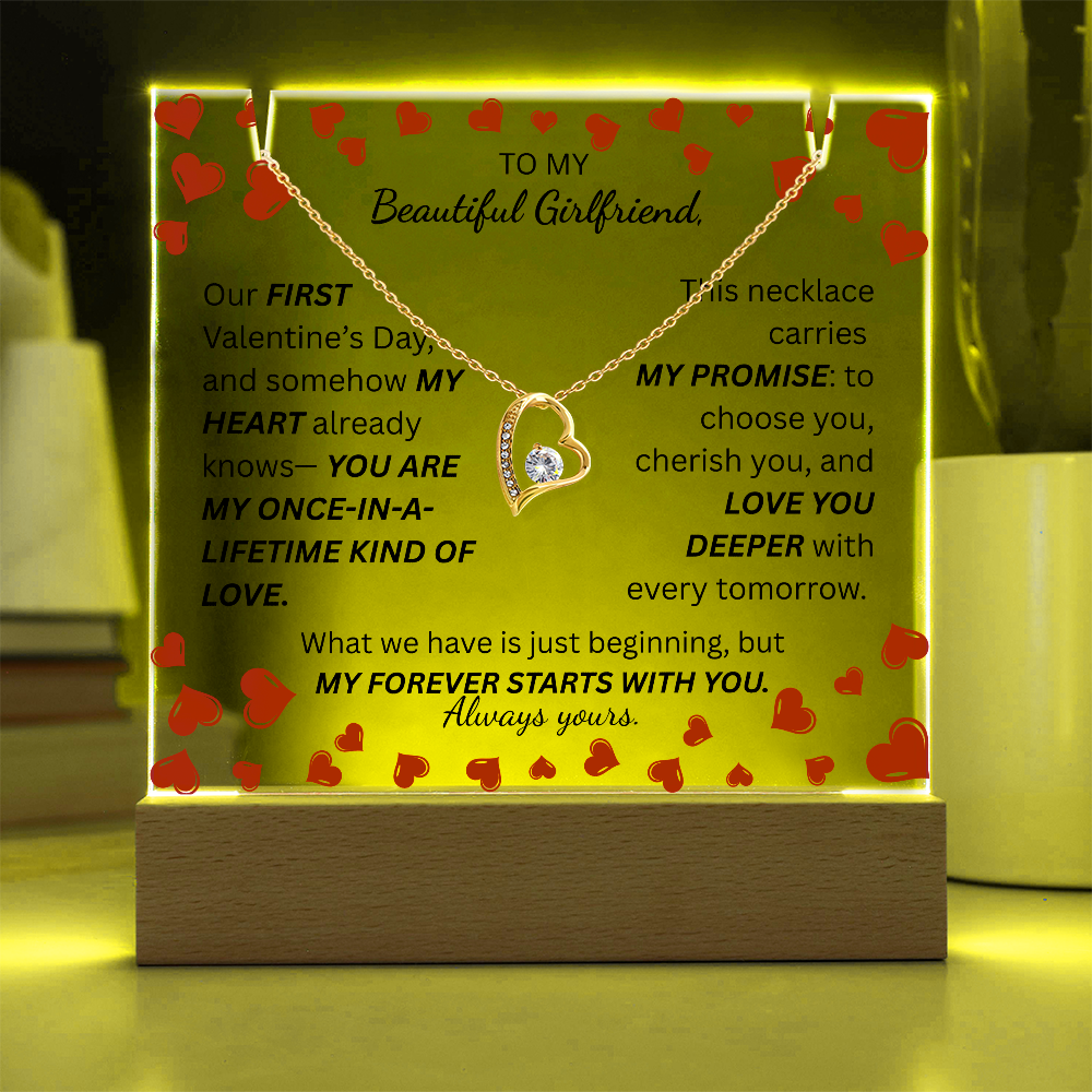 To My Beautiful Girlfriend-Keepsake Acrylic & Forever Love Necklace-Always yours