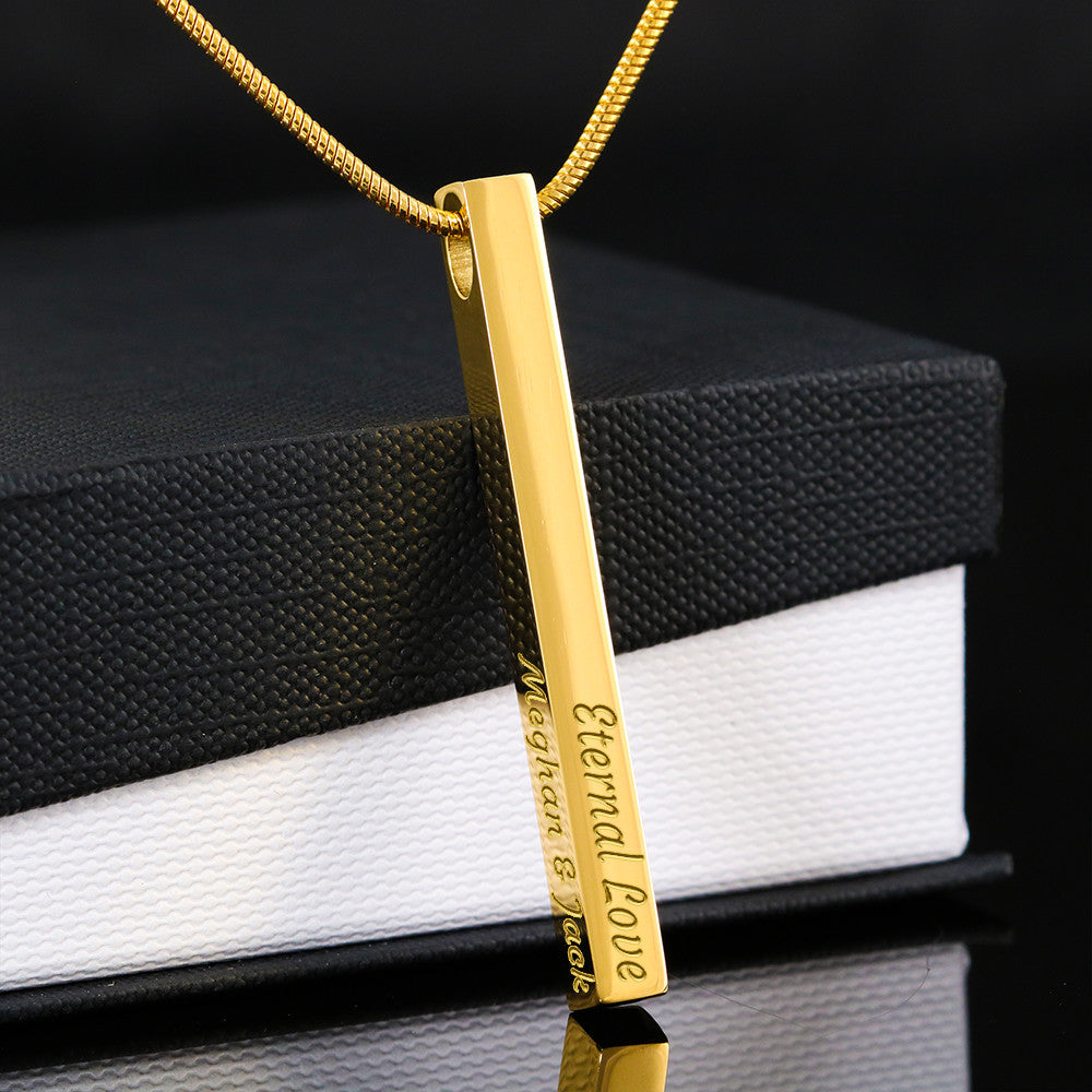 Graduation Pride Engraved 4-sided  Stick Bar Necklace