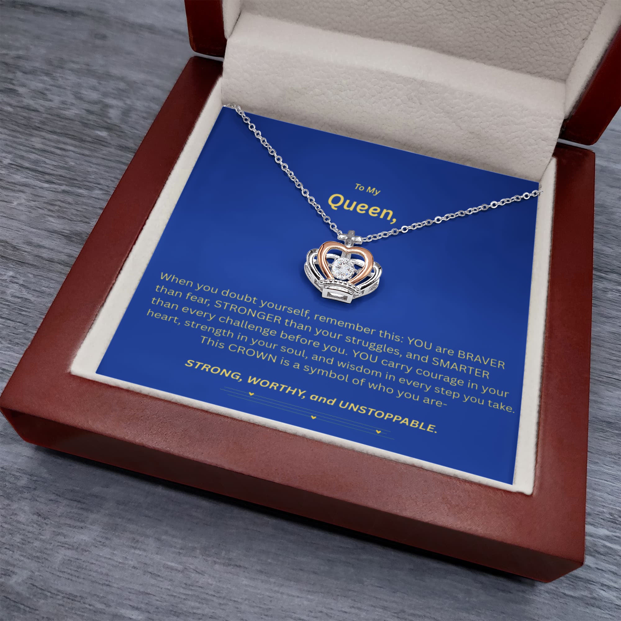 To My Queen- Crown Pendant Necklace