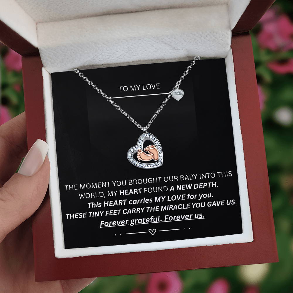 TO MY LOVE - Baby Feet Heart Necklace