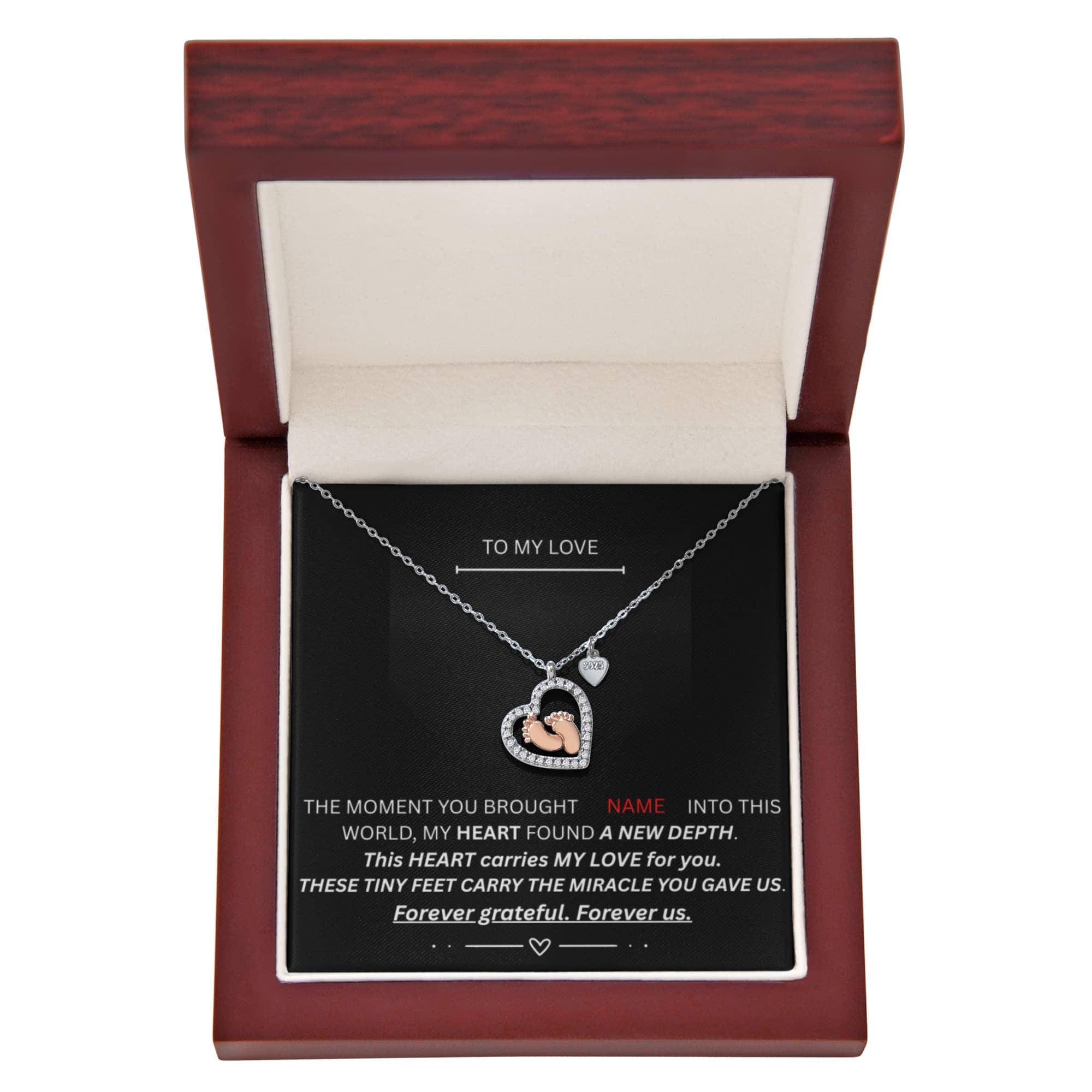 To My Love - Baby Feet Heart Necklace