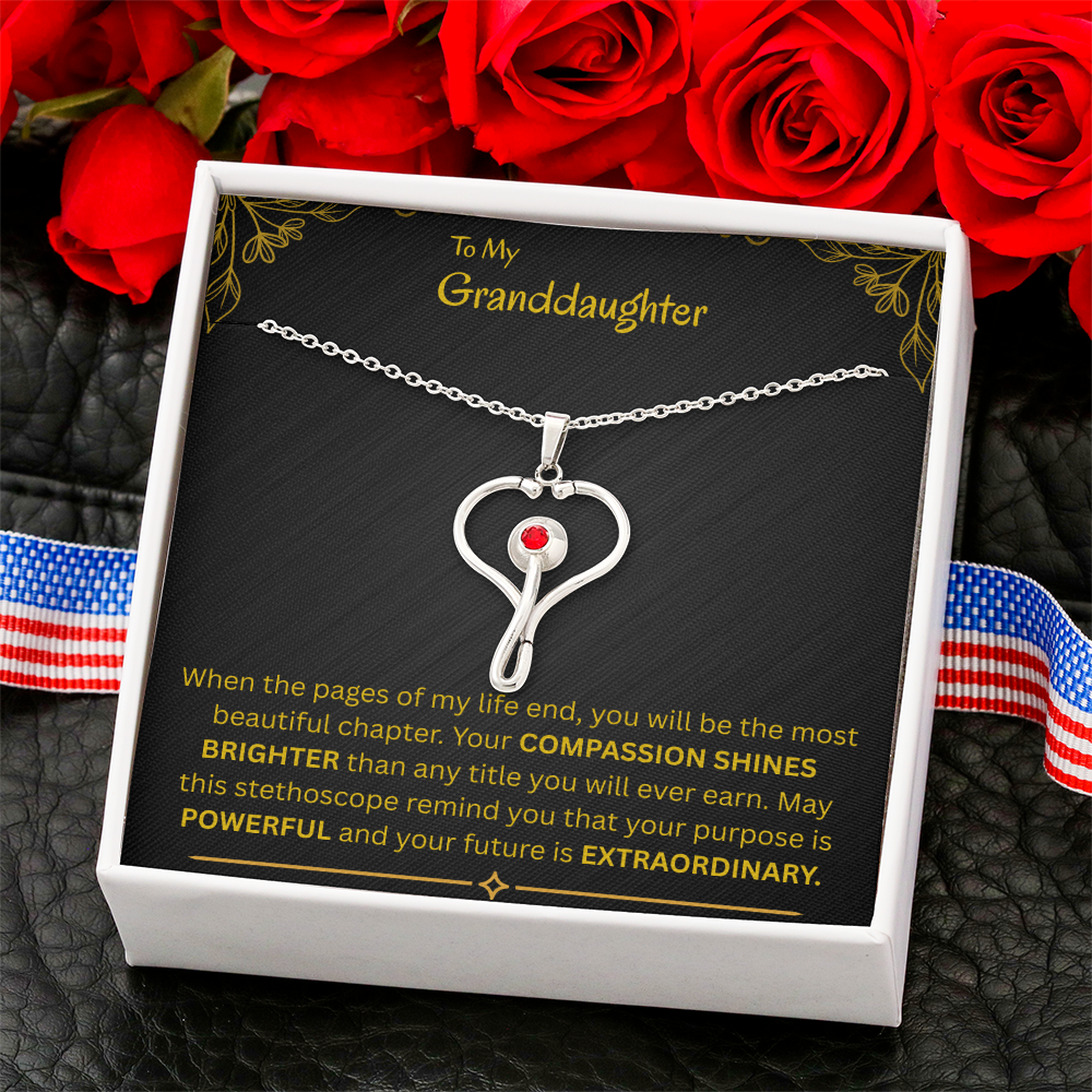 To My Granddaughter -  HeartScope Necklace (f/k/a Stethoscope Necklace)