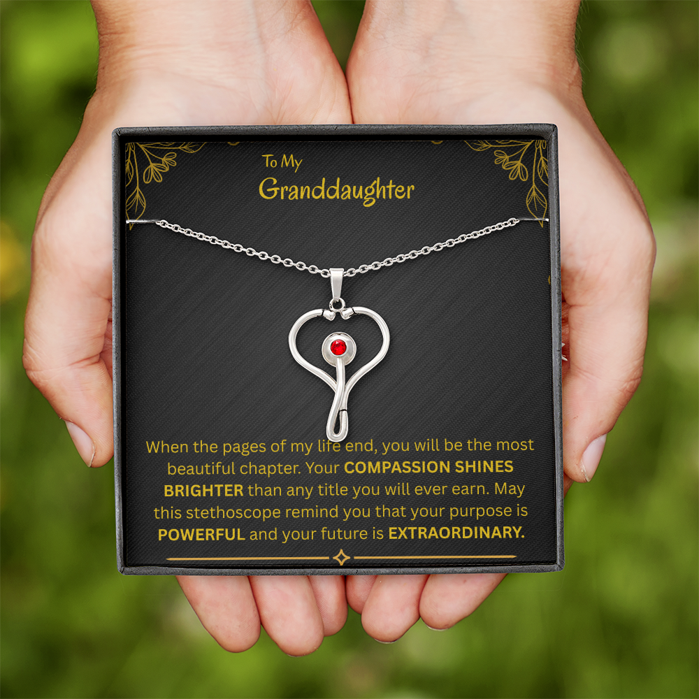 To My Granddaughter -  HeartScope Necklace (f/k/a Stethoscope Necklace)