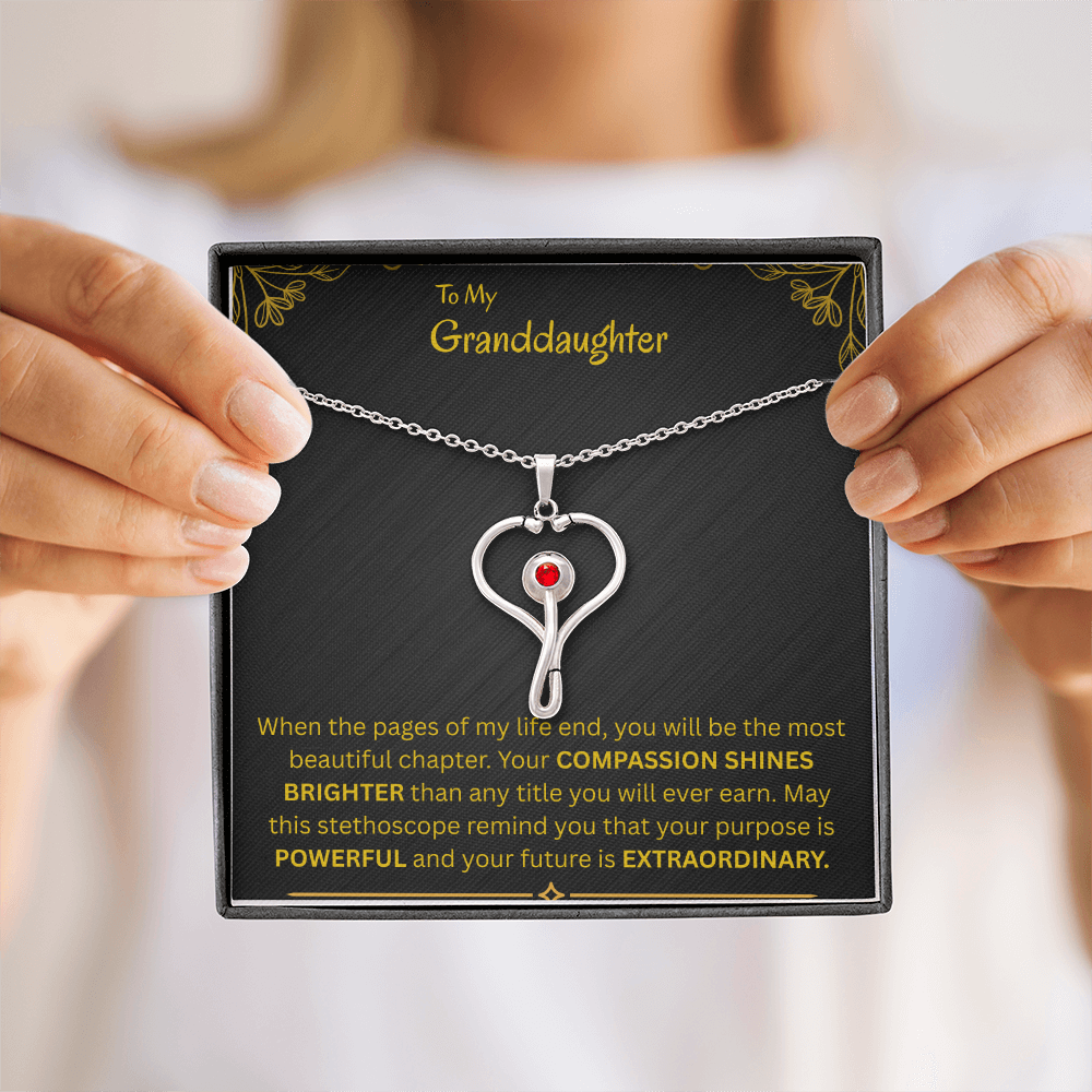 To My Granddaughter -  HeartScope Necklace (f/k/a Stethoscope Necklace)