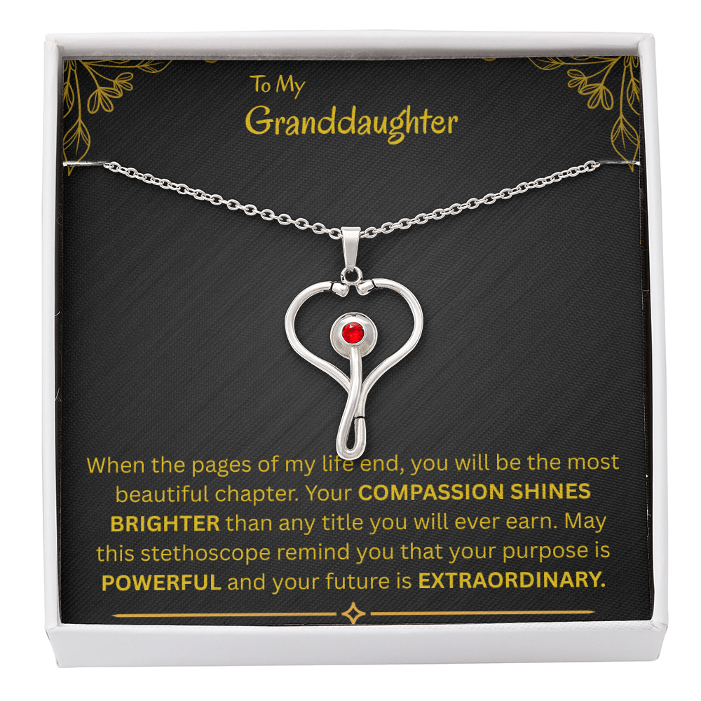 To My Granddaughter -  HeartScope Necklace (f/k/a Stethoscope Necklace)