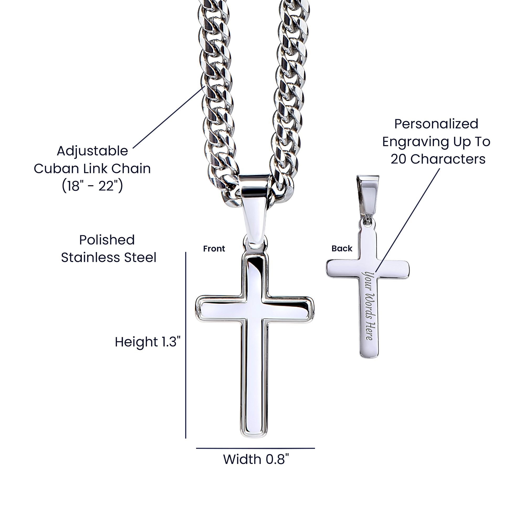 TO MY HUSBAND-Artisan Cross with Cuban Link Chain-I CHOOSE YOU