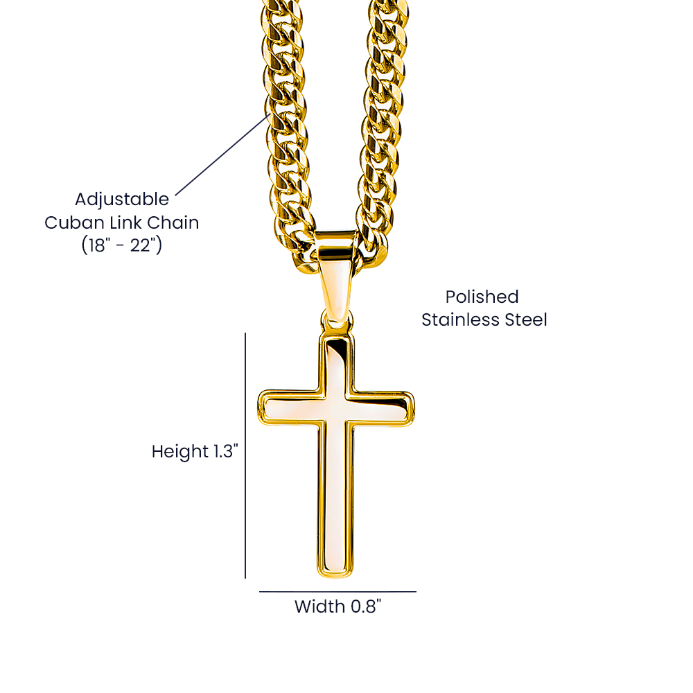 TO MY HUSBAND-Artisan Cross with Cuban Link Chain-I CHOOSE YOU