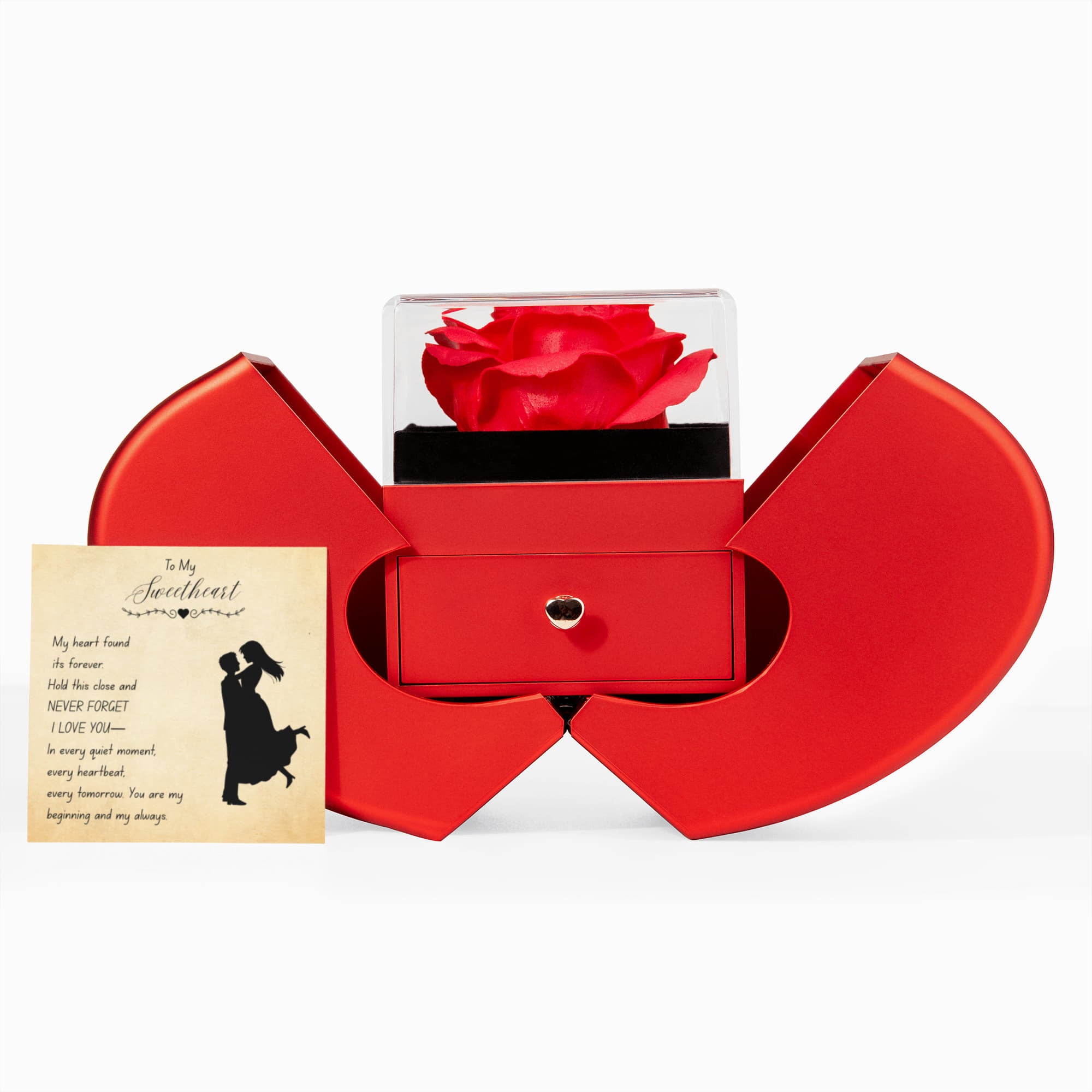 To My Sweetheart-Forever Love Necklace with Red Heart Rose Box-Never Forget I Love You