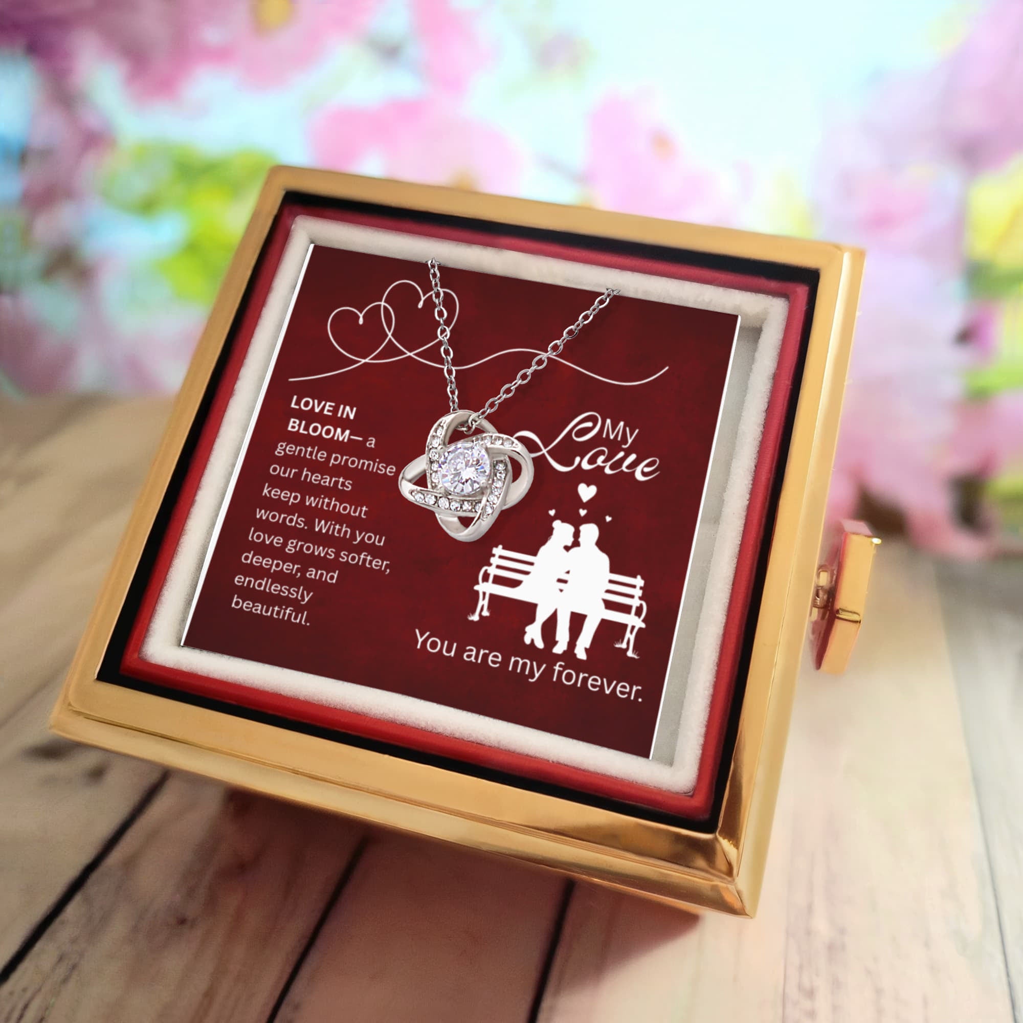 My Love-Love Knot with Rotating Rose Gift Box-Love in Bloom