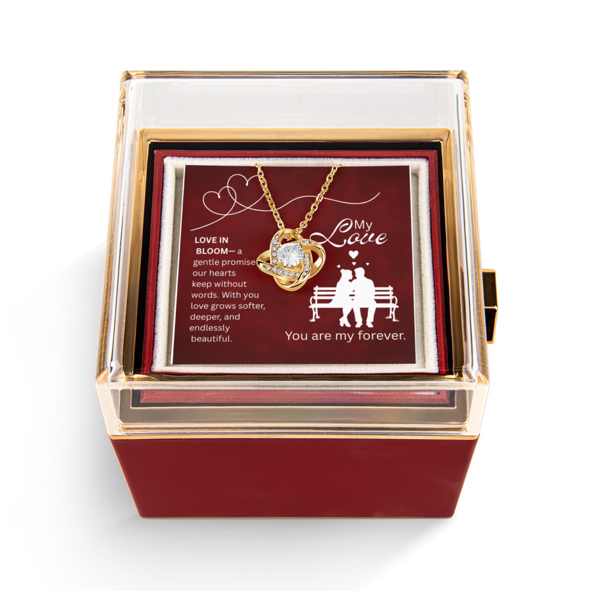 My Love-Love Knot with Rotating Rose Gift Box-Love in Bloom