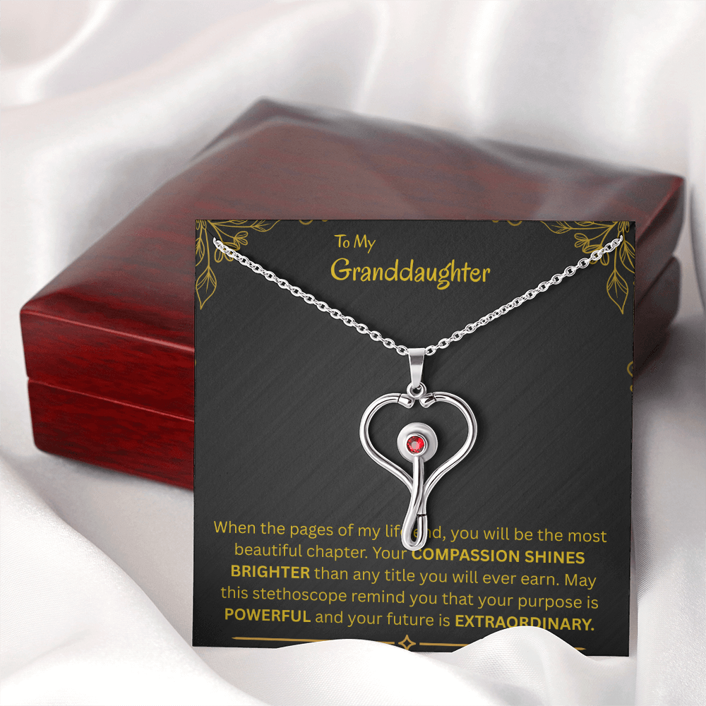 To My Granddaughter -  HeartScope Necklace (f/k/a Stethoscope Necklace)